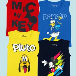 Disney By Miss and Chief Boys Pack of 4 Mickey & Friends Graphic Printed T-shirts-image-59