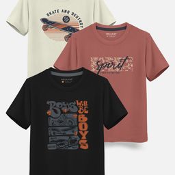 HELLCAT Boys Pack Of 3 Printed Cotton T-shirt-image-55