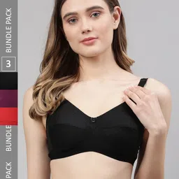 CUKOO Pack of 3 Non Padded Non-Wired Pure Cotton All Day Comfort T-shirt Bra-picture-4