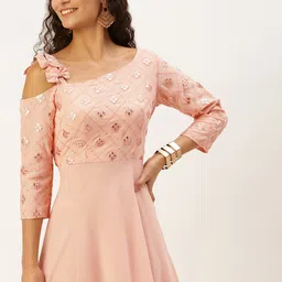 Ethnovog Embroidered Georgette Maxi Dress-picture-45