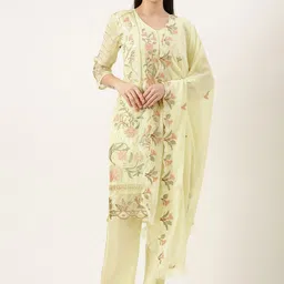 SWAGG INDIA Women Ethnic Motifs Embroidered Thread Work Kurta With Trousers & Dupatta-22