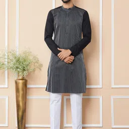 See Designs Striped Thread Worked Pure Cotton Straight Kurta-picture-37