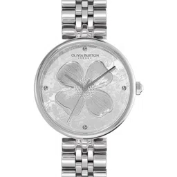 Olivia Burton Women Dogwood Floral Patterned Bracelet Analogue Watch 24000091-Silver White-image-34