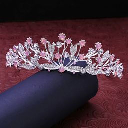Yellow Chimes Women Silver-Toned & Pink Embellished Tiara-35