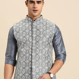 RAJUBHAI HARGOVINDAS Men Embroidered Nehru Jacket-picture-16