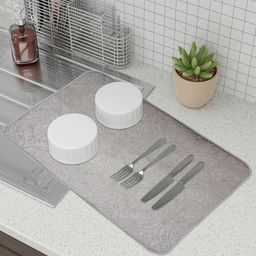 Kuber Industries Grey 3 Pieces Kitchen Self Drying Microfiber Table Placemats-6