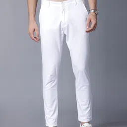 HIGHLANDER by Rohit Sharma Men White Tapered Fit Solid Chinos-image-21