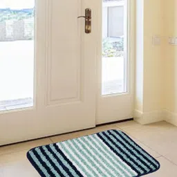 DREAM WEAVERZ Blue & White Striped Microfibre Anti Skid Doormat-image-9
