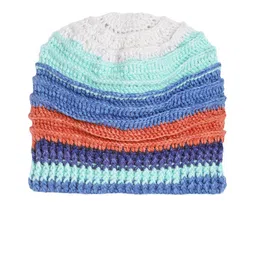 Magic Needles Unisex Blue & Orange Colourblocked Beanie-image-42