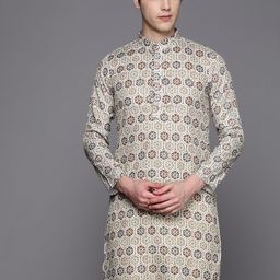 Indo Era Men Multicoloured Ethnic Motifs Printed Thread Work Indie Prints Kurta-5