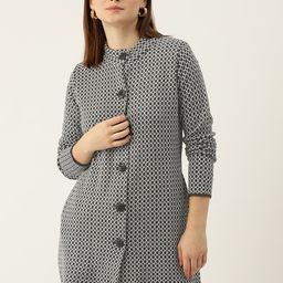 American Eye Women Self Design Acrylic Longline Cardigan-image-38