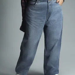 Freeform by High Star Women Plus Size 90's Straight High-Rise Pure Cotton Jeans-image-49