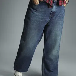 Freeform by High Star Women Plus Size 90's Straight High-Rise Pure Cotton Jeans-image-86