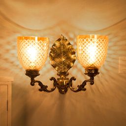 Fos Lighting Elegant Golden Betel Leaf Aluminium 2 Light Wallchiere-image-32