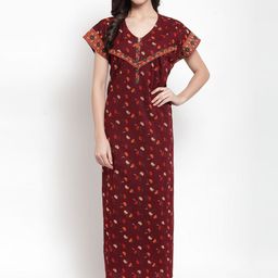 Secret Wish Maroon Printed Maternity Nightdress NT-E182-762-image-59