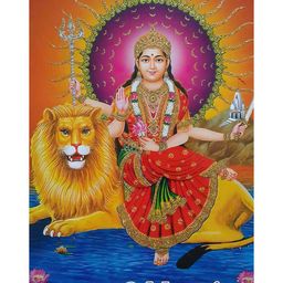 British Terminal Gold Toned & Red Jay Sikotar Maa Religious Wall Poster-image-17