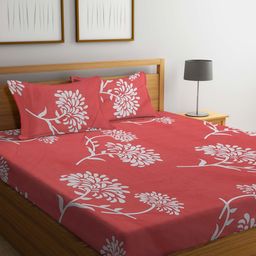 KLOTTHE Floral Printed 300 TC King Bedsheet with 2 Pillow Covers-image-103