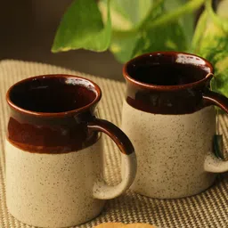ExclusiveLane Cream & Brown 2-Pieces Cocoa Rims Studio Pottery Ceramic Tea Coffee Mugs-image-39