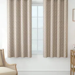 Story@home Beige Set of 2 Room Darkening Window Curtain-19