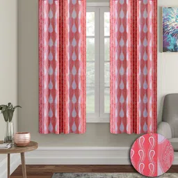 Cortina Pink & White 2 Pieces Ethnic Motifs Printed Window Curtains-picture-52