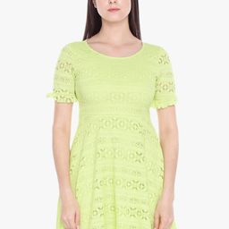 Honey by Pantaloons Lime Green Ethnic Woven Lace A-Line Dress-image-20