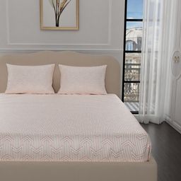 Stoa Paris Elegance White Geometric 300 TC King Bedsheet With 2 Pillow Covers-picture-37