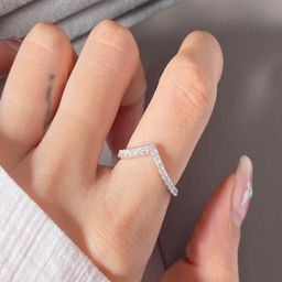 ISHKAARA Rhodium-Plated Stone Studded Simple Charm Finger Ring-14