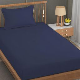 Trance Home Linen Blue Bamboo Cotton 300 TC Fitted Single Bedsheet Set-1.91 m x 92 cm-image-68