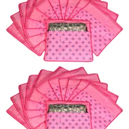 prettykrafts Set Of 24 Pink & Top Transparent Solid Single Packing Saree Cover Organizers-2