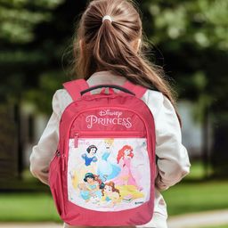 Kuber Industries Disney Princess Waterproof Rexine pink cute school bag for girls-19