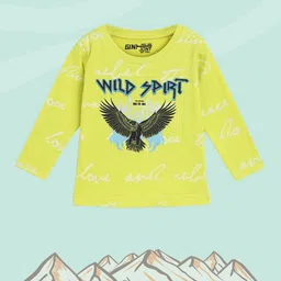 Gini and Jony Infant Boys Fluorescent Green & Blue Printed T-shirt-image-27