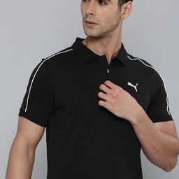 Puma Slub Slim Fit Pure Cotton Polo T-shirt With Stripe Detail On Shoulder-image-27