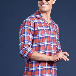 Hancock Men Checked Pure Cotton Relaxed Fit Oxford Casual Shirt-image-2