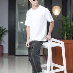 Kryptic Men Solid Round Neck Cotton Relaxed Fit T-shirt-picture-28
