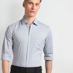 Arrow Men Slim Fit Cotton Heathered Oxford Formal Shirt-picture-23