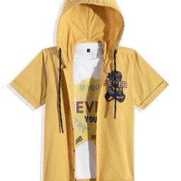 CAVIO Boys Comfort Printed Relaxed Fit Pure Cotton Casual Shirt With T-Shirt-image-48