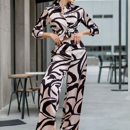 Freehand by The Indian Garage Co Abstract Printed Shirt With Trousers-image-62