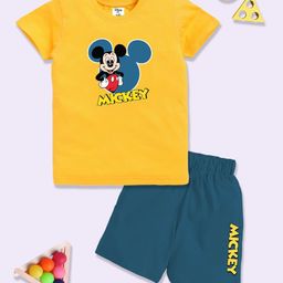 YK Disney Boys Mickey Mouse Printed Pure Cotton T-shirt with Shorts-image-53