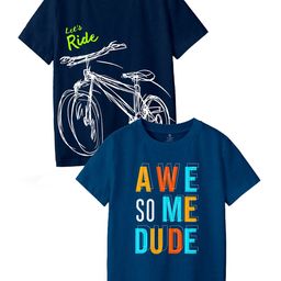CODEZ Boys Pack Of 2 Round Neck Graphic Printed T-shirts-image-42