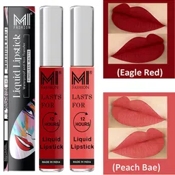 MI FASHION Set of 2 Liquid Lipstick Smudge Free Matte Keeps Moisturize - Red & Pink-image-39