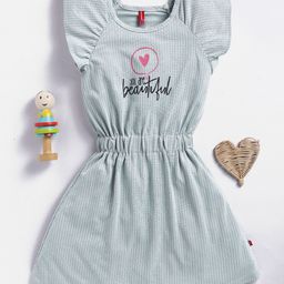 Here&Now X Game Begins Girls Striped Flutter Sleeve Fit & Flare Dress-picture-42