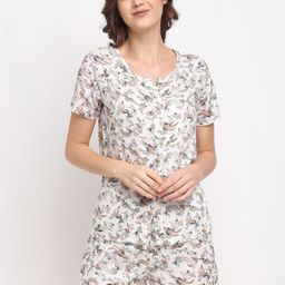 EROTISSCH Women White & Brown Floral Printed Night Suit-image-89