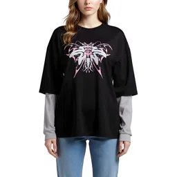 glitchez Printed Round Neck Doctor Sleeves Relaxed Fit T-shirt-image-75