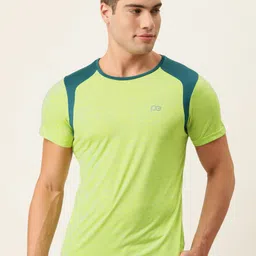 Peter England Men Mint Green Melange Dry Tech Slim Fit T-shirt-image-31