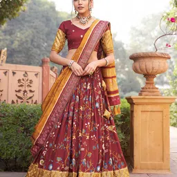 JULEE Floral Printed Ready To Wear Lehenga & Unstitched Blouse With Dupatta-picture-13
