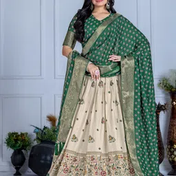 JULEE Printed Foil Print Ready to Wear Lehenga & Unstitched Blouse With Dupatta-0