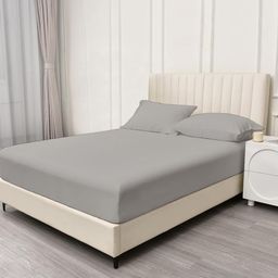 Trance Home Linen Grey 400 TC Cotton King Bedsheet with 2 Pillow Covers-image-46