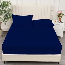 Trance Home Linen Blue 400 TC Cotton King Bedsheet with 2 Pillow Covers-image-92