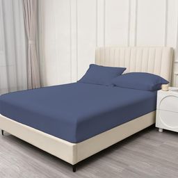 Trance Home Linen Blue 400 TC Cotton King Bedsheet with 2 Pillow Covers-image-58
