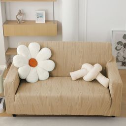 HOKIPO Beige 2 Seater Knitting Jacquard Sofa Cover With Arms-image-69